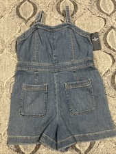 Abercrombie Kids Girl  s Kids Blue Denim Romper Shorts With Pockets Size 9/10 NWT