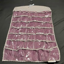 Laura Ashley Double-Sided Hanging Jewelry Organizer 66 Pockets 24"x16" Purple