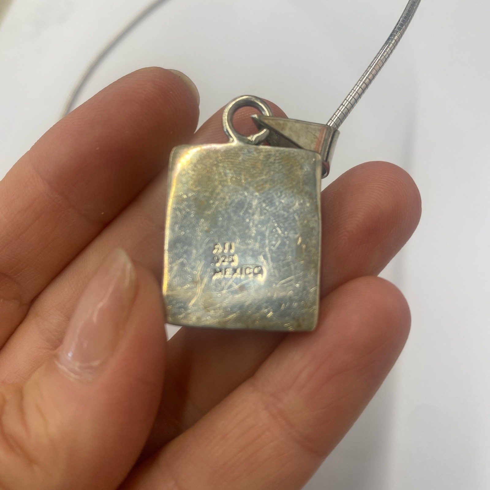 2 rectangular multi stone pendants vintage sterli… - image 4