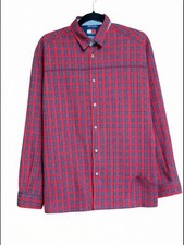VINTAGE Tommy Hilfiger Shirt Men Large Red Button Up Plaid 90s Y2K Logo