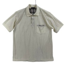 Burberry London Polo Shirt Mens Medium White Nova Check Trim Cotton Classic Slim