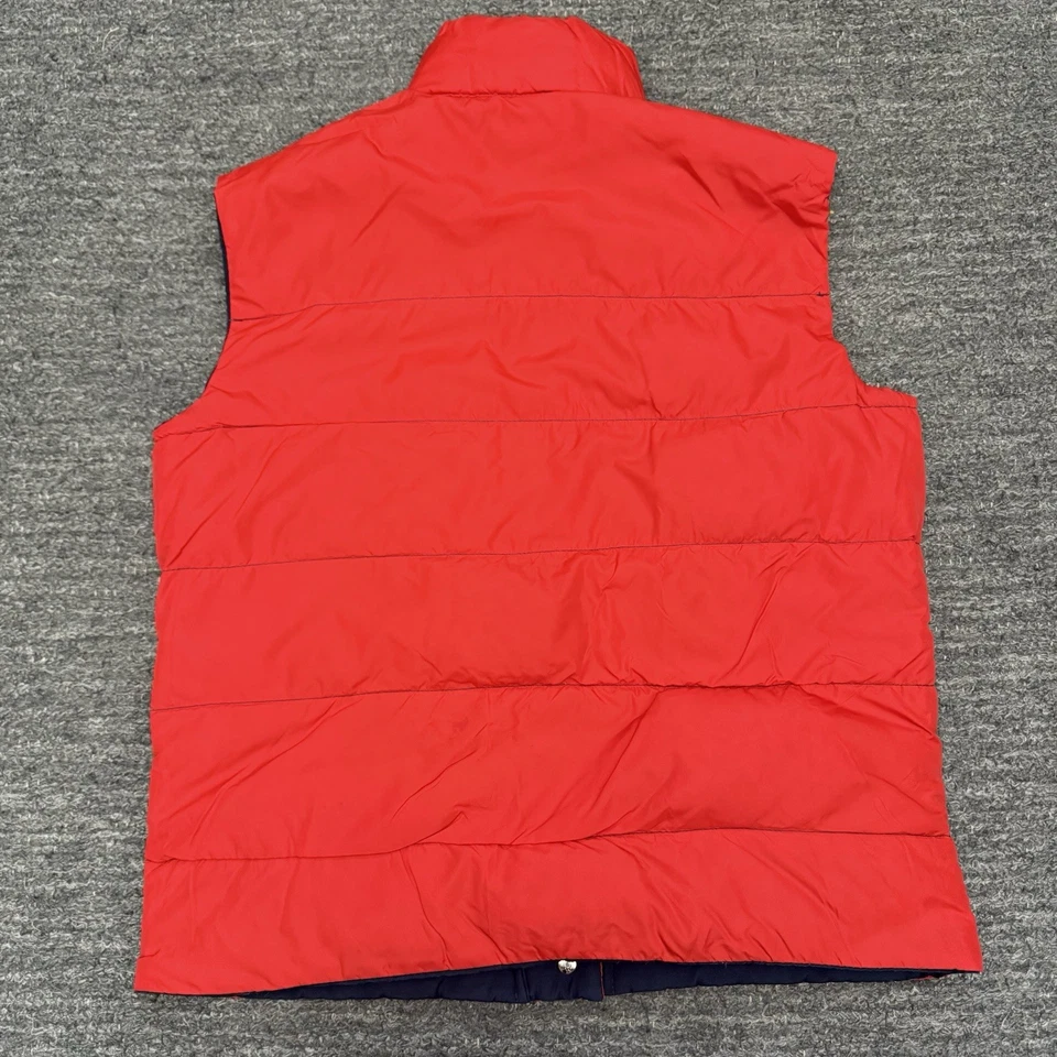 Vintage Talbots Alpine Designs Puffer Vest Women Large Red Blue Reversible Down - Image 4 of 4