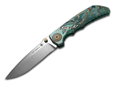 Spartan Blades Harsey Folder SF5 Green God & Country Titanium MagnaCut Knife