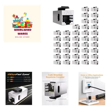 40 Pack , Cat6 Keystone Jacks Female to Female RJ45 Coupler, Ethernet Wall Pl...