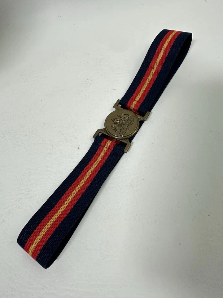 "Cinturón Polo Ralph Lauren vintage a rayas elástico escudo logotipo hebilla de latón XS 22""-24""" Foto 2 de 4