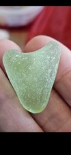 SEA GLASS  VERY LARGE KIWI "HEART" FROSTED TO PERFECTION SEA GLASS    