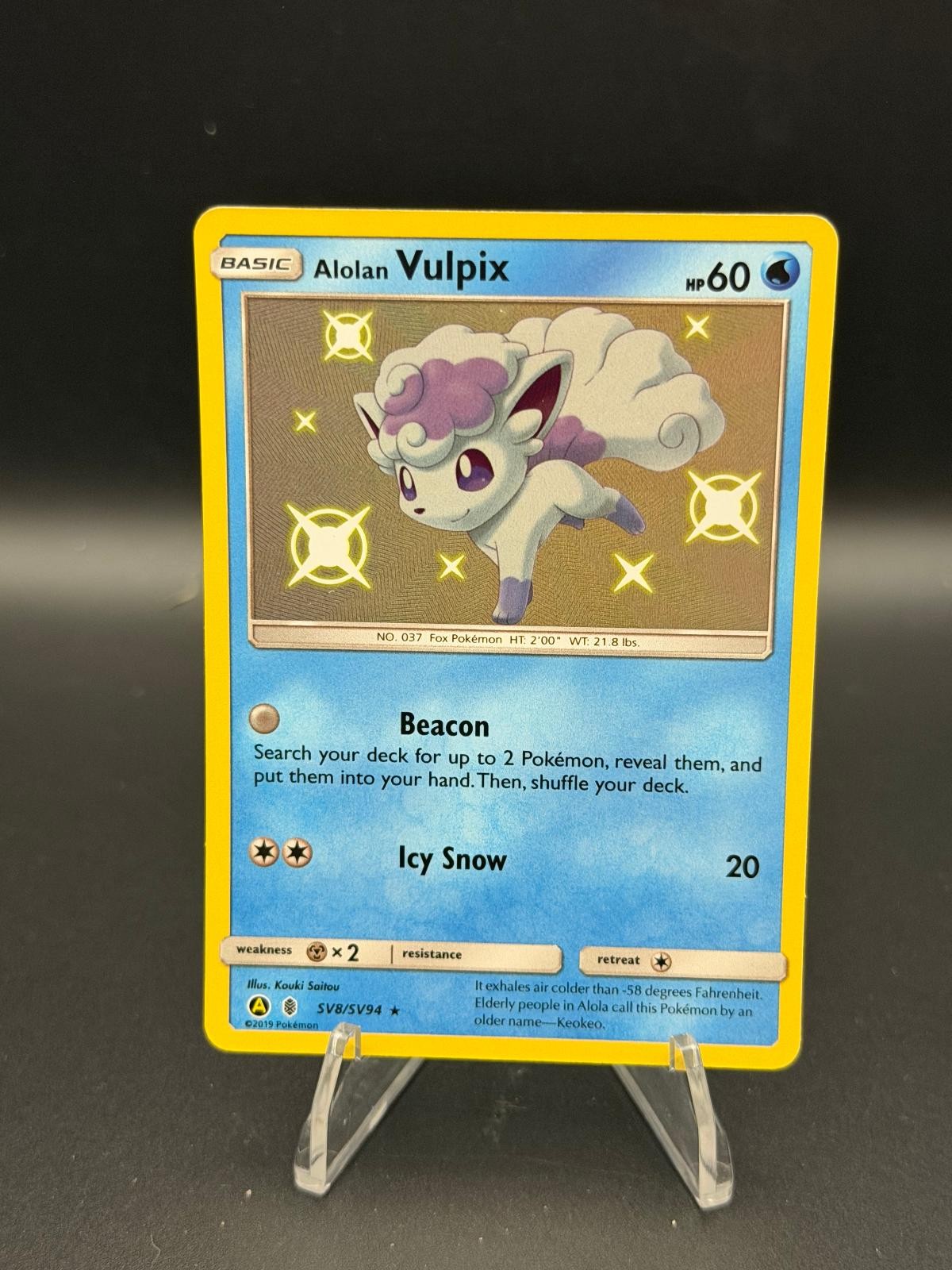 Alolan Vulpix SV8/SV94 Shiny Rare Hidden Fates Shiny Vault Pokemon Near Mint