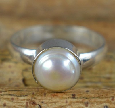 Tahitian White South Sea Pearl 7 Ct Natural Round Gemstone Certified Ring