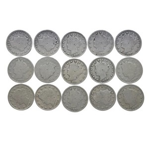 Lot of 15 US Liberty Head V Nickel 5C (1889-1912)
