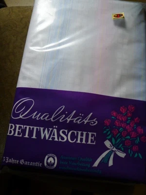 50er Jahre Damast Bettwäsche  4 teilig Pastellfarben  200 x 140, 80 x 80 NEU OVP - Bild 1 von 4