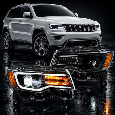 VLAND Black Full LED Headlights For 2014 22 Jeep Grand Cherokee WK2 w/Sequential