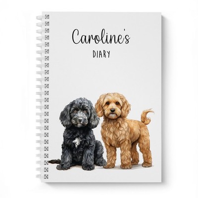 Personalisiertes Tagebuch Cockapoo, Woche zur Ansicht, 2025,2026, 2027, A5, A4, Planer