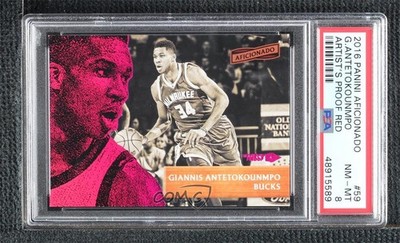 2016 Aficionado Artist's Proof Red (Purple) 24/99 Giannis Antetokounmpo #59 1c0s