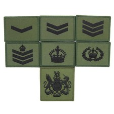 COMMANDO STYLE CDO RANK PATCHES OLIVE/BLACK SEW ON PATCH BADGE
