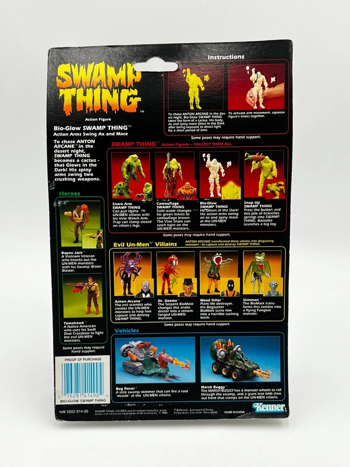Figura de acción Swamp Thing Bio-Glow Swamp Thing Kenner 1990 Brilla en la oscuridad LEER Foto 2 de 4