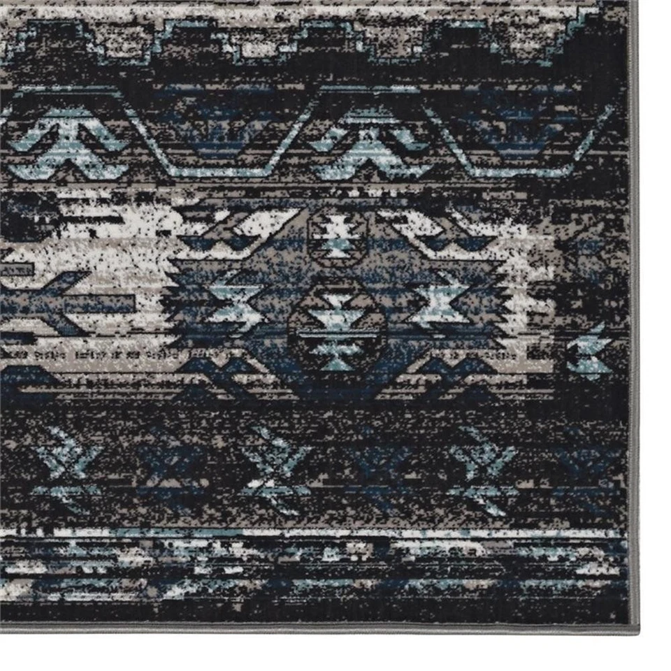 Linon Vintage Aztek Power Loomed Microfiber Polyester 2'x3' Rug in Gray - Image 2 of 4