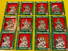 NEW GLORIA DUCHIN Birthstone Bear Christmas Tree Ornaments Pewter