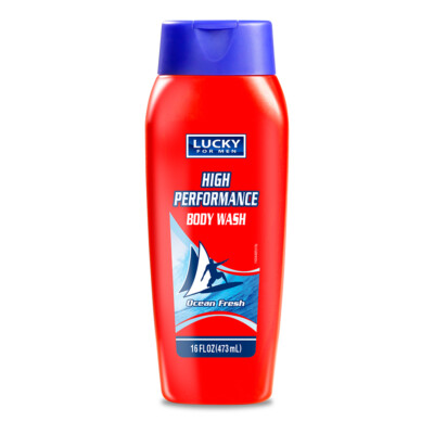 Lucky for Men High Performance Body Wash. Ocean Fresh Fragrance. 16 Fl.Oz