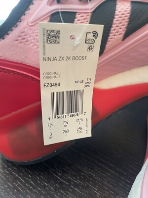 New! Adidas Men's Ninja ZX 2K Boost Running Shoes FZ0454 Size 8