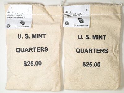2011-PD 25C Glacier National Park ATB Quarters (2) Sealed US Mint Bags $25