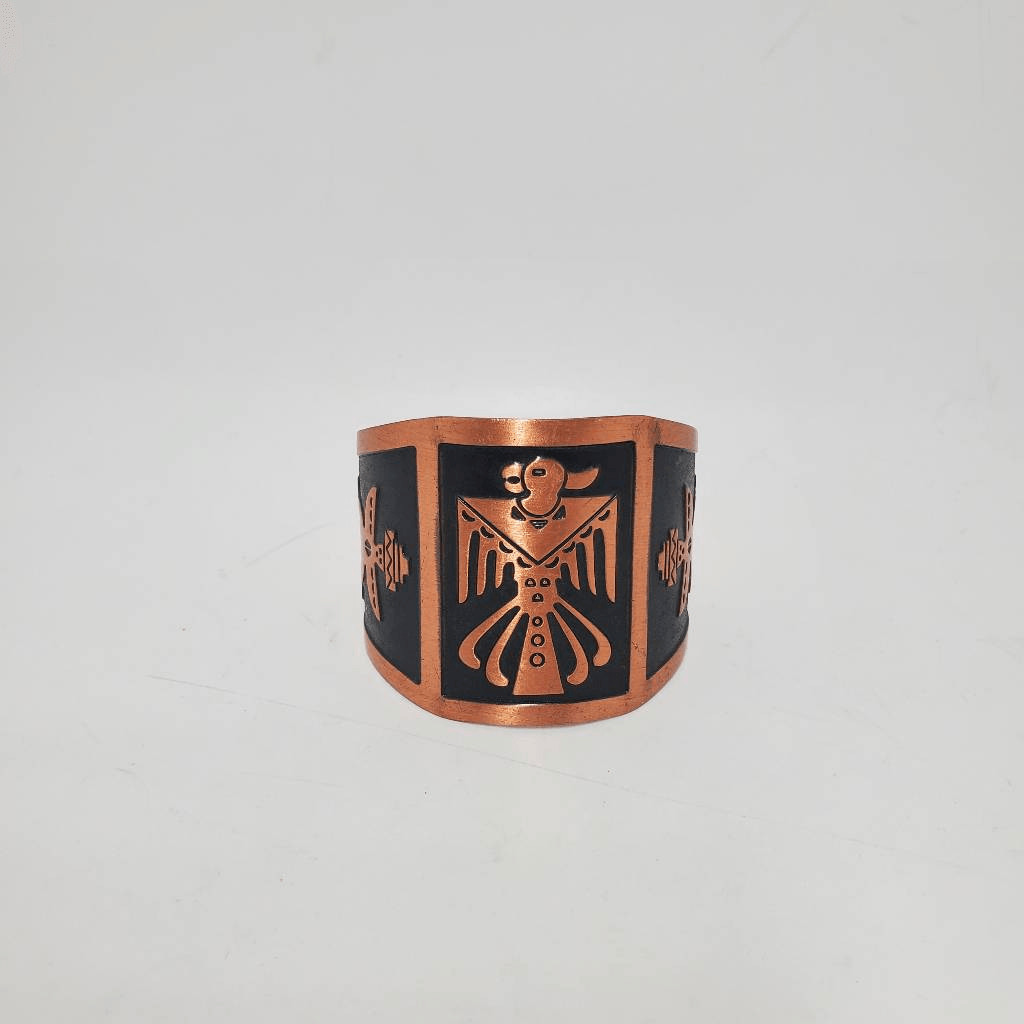 VTG Solid Copper Stamped Thunderbird Cuff Bracele… - image 1