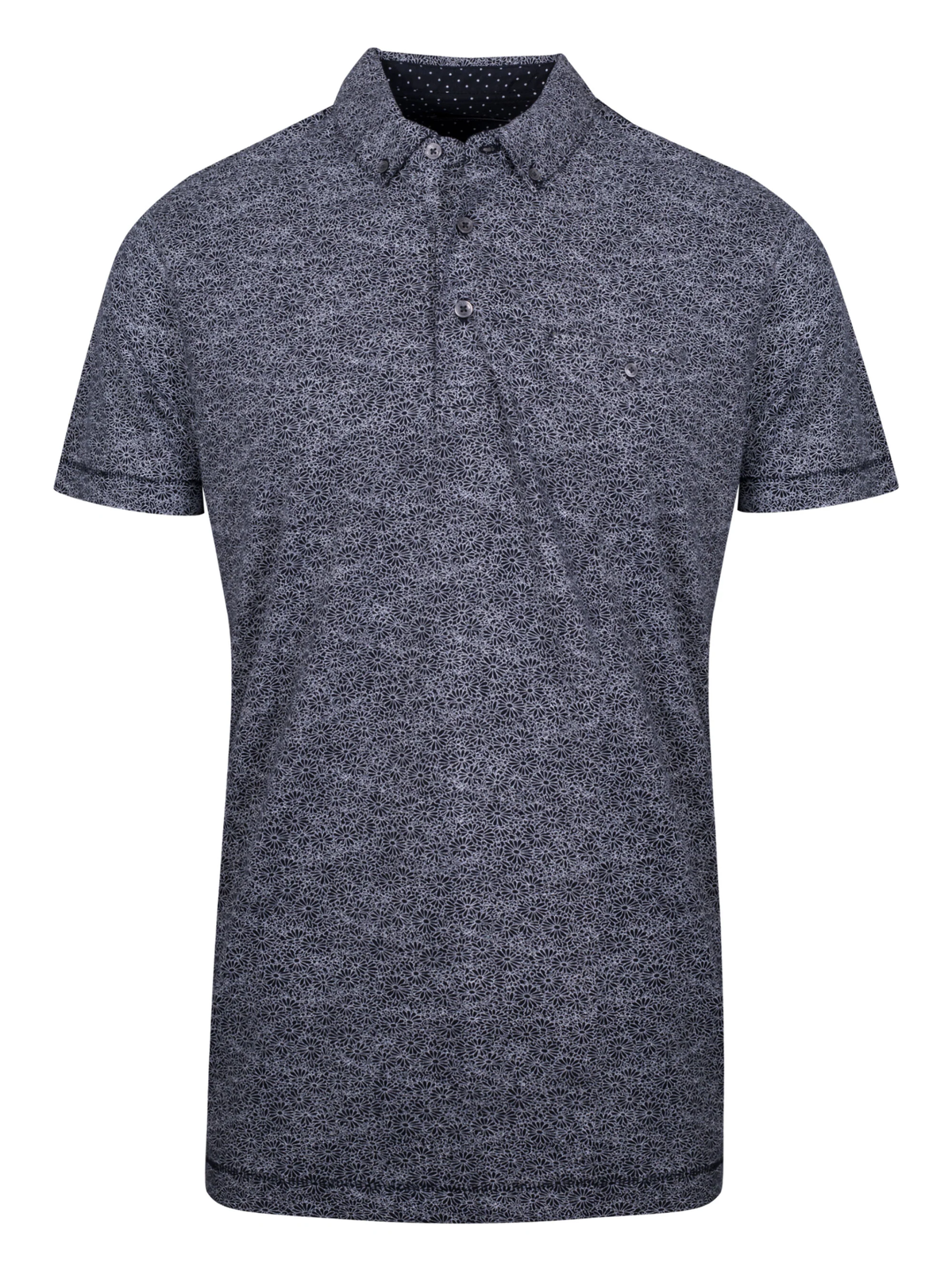 French Connection Mens Navy Blue Daisy Mix Pocket Polo Shirt