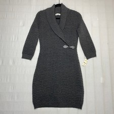 Calvin Klein Sweater Bodycon Dress sz S Gray Knit Dark Academia Minimalist NEW