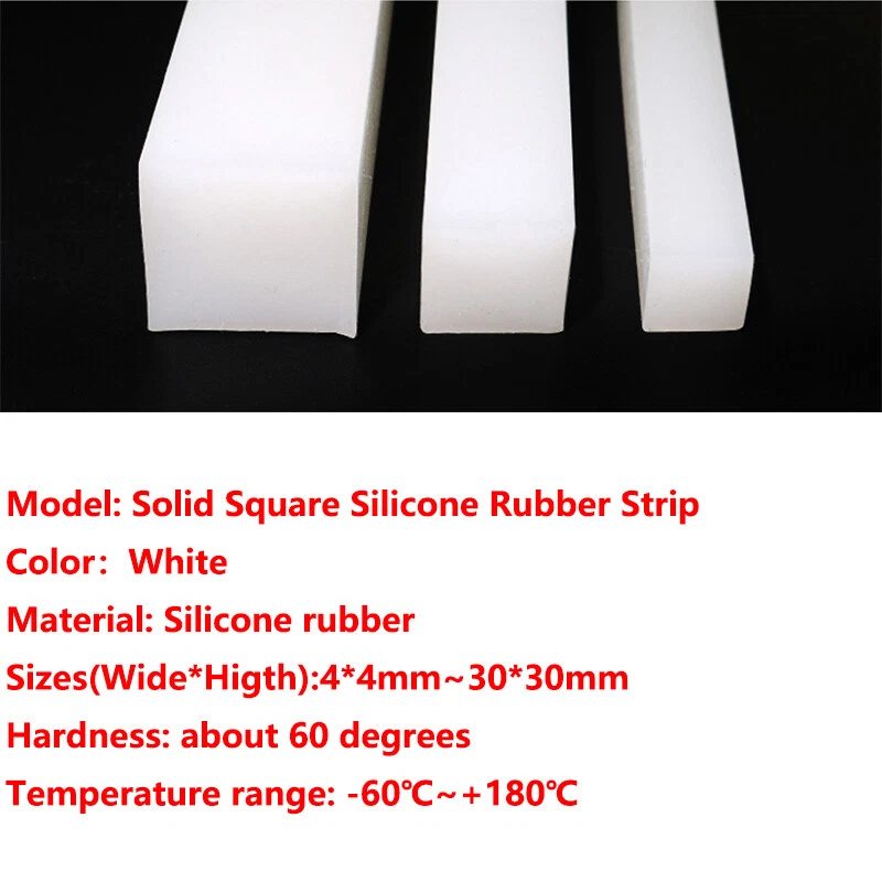 Solid Square Silicone Rubber Strip Sealing Gasket HIGH TEMP 4/5/6/8/10/15~30mm - Image 2 of 4