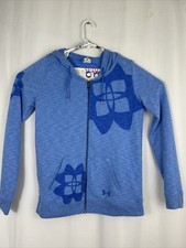 Under Armour Womens Medium Full Zip Hoodie All Season Gear Blue Stain