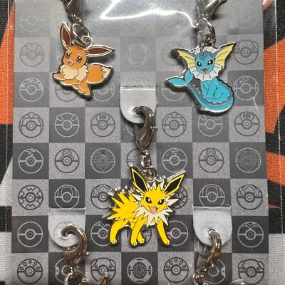 Pokemon Center Eevee with 7 Evolutions - 8pc Set Metal Key Chain