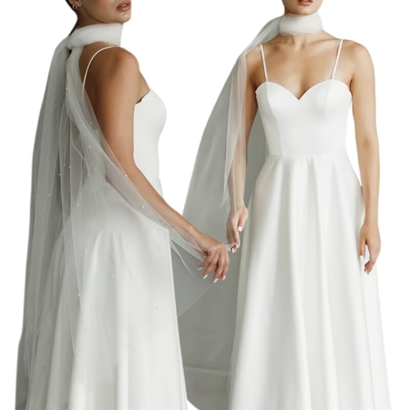 Elegant Studded Mantilla Neck Cover Shawl for Wedding & Party