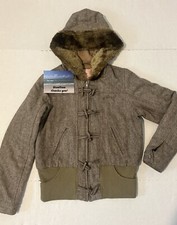 Women Stussy Hooded Poly-wool Blend Faux Fur Winter Vtg Jacket Size L
