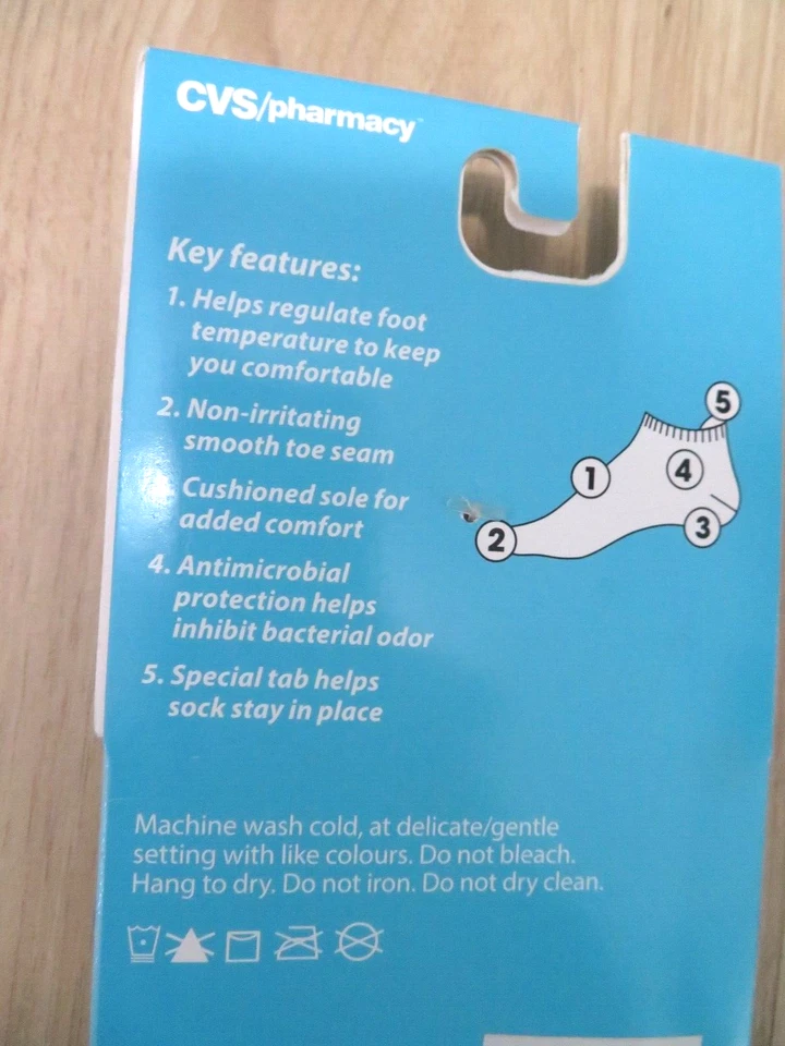 NUEVO EN PAQUETE CVS Calcetines Climatizantes Rosa Blanco Corte Bajo Cojín Antimicrobiano 6-10 Foto 4 de 4