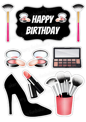 Make Up Tortenaufleger Party Deko essbar Geburtstag Geschenk Feier Aufsteller 3