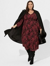NWT TORRID Tea Length Open Back A-Line Dress / Size 3X / Paisley Red Black
