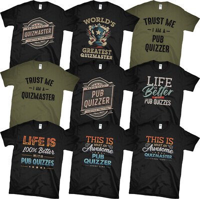 QUIZMASTER PUB QUIZZER T-SHIRTS. TOLLE & LUSTIGE DESIGNS. QUIZMASTER GESCHENKIDEE