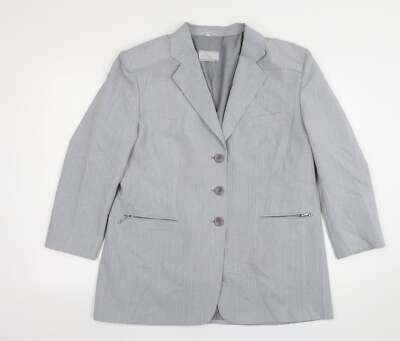 CLC Damen grau gestreift Polyestermischung Anzugjacke Größe 16