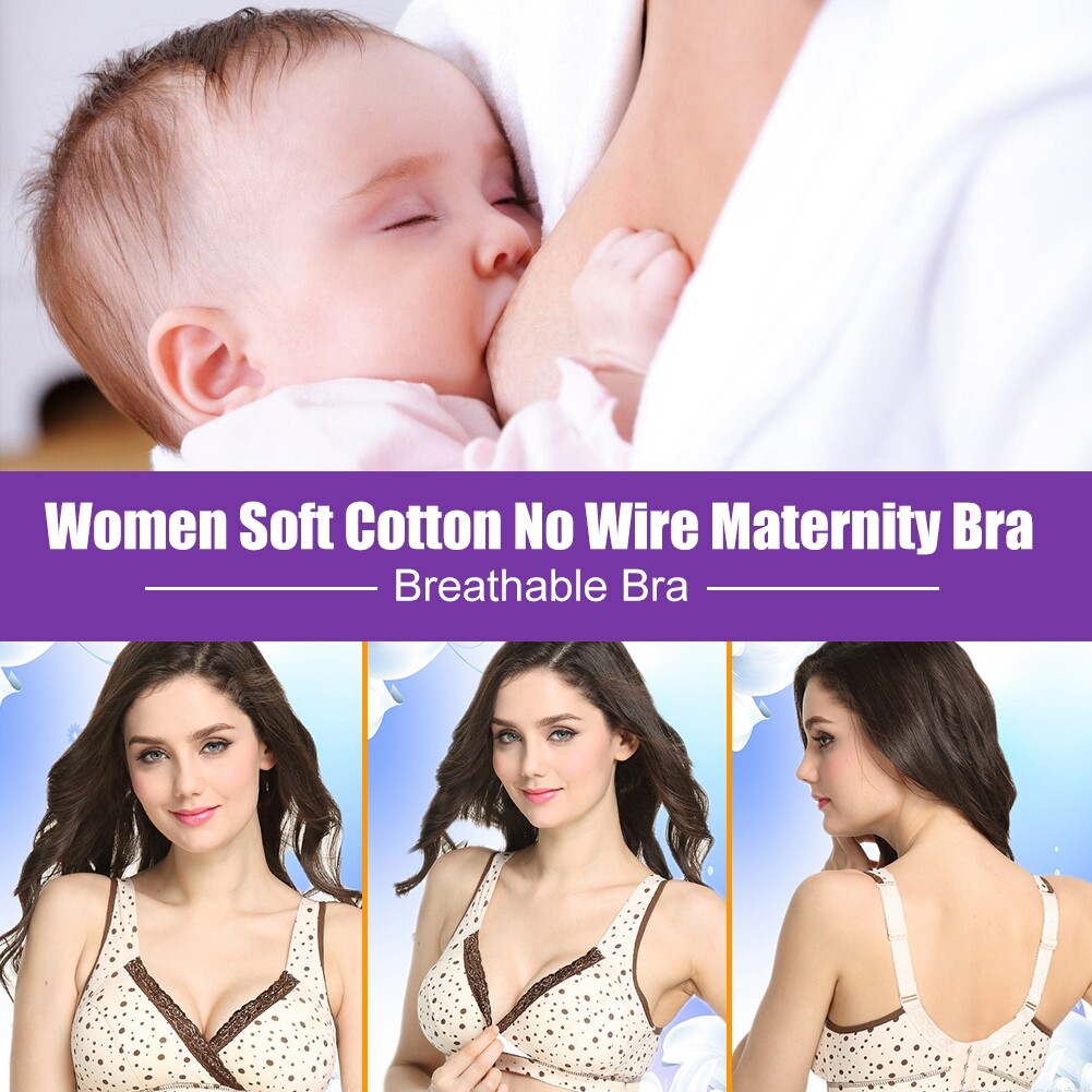 HT1 Women Cotton No Wire Maternity Bra Pregnant Breastfeeding Nursing