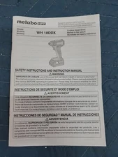 instruction manual ONLY Metabo HPT - WH 18DDX - 18V cordless impact driver 