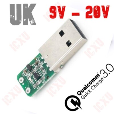 USB Typ-A QC 2.0 3.0 DC Voltage Trigger Module 9V 12V 20V LX-QC01 Ring Adapter