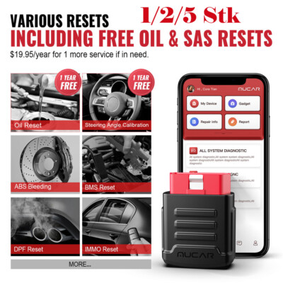 1/2/5X OBD2 Diagnosegerät Alle System 15 Reset KFZ Diagnosis Scanner MUCAR BT200