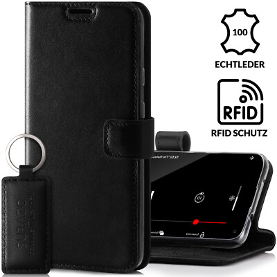 SURAZO  Echtleder Hülle Schutzhülle Flip Case Handyhülle Lederhülle Cover Tasche