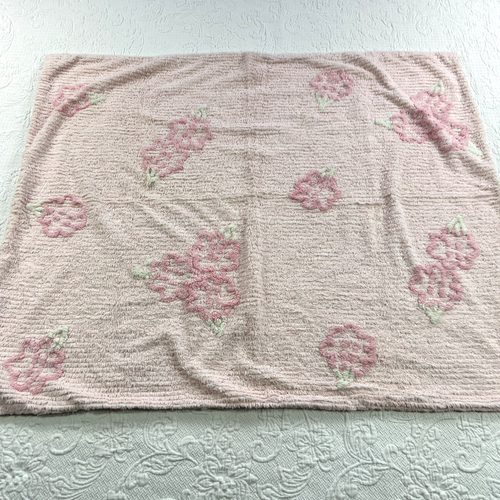 Vintage Amy Coe Chenille Baby Blanket Pink Rose Floral 32” X 40” Limited Edition