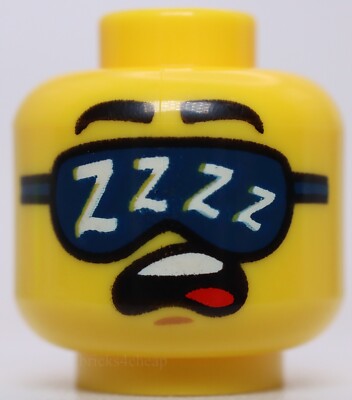 Lego Head Dual Sided Yawning Open Mouth Sleep Mask with White ZZZZ Pattern