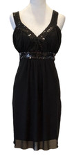 Jonathan Martin Y2K Black Sequin Cocktail Event Dress Size 4P LBD Sexy Babydoll