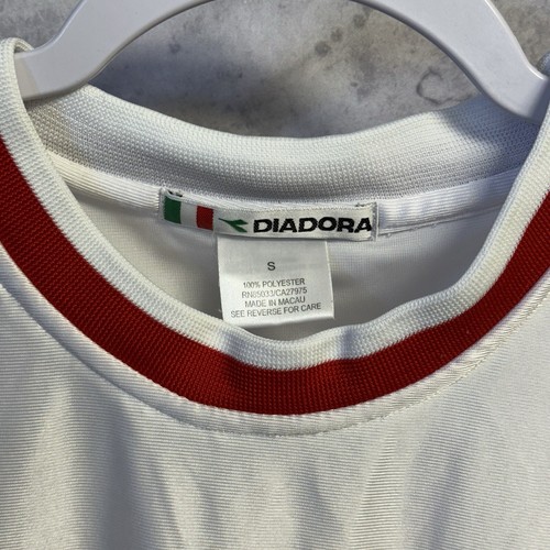 Vintage Diadora Soccer Jersey Mens Small White Embroidered Futbol - Picture 3 of 11