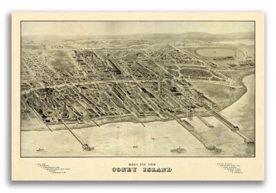 Coney Island New York 1906 Historic Panoramic Town Map - 16x24