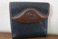 VTG Dooney and Bourke Leather Card Wallet w/Kiss Lock Coin Purse Black/Brown
