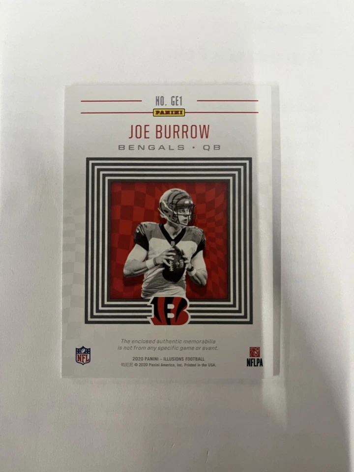2020 Panini Illusions Great Expectations Joe Burrow QB White Patch GE1 - Image 2 of 2