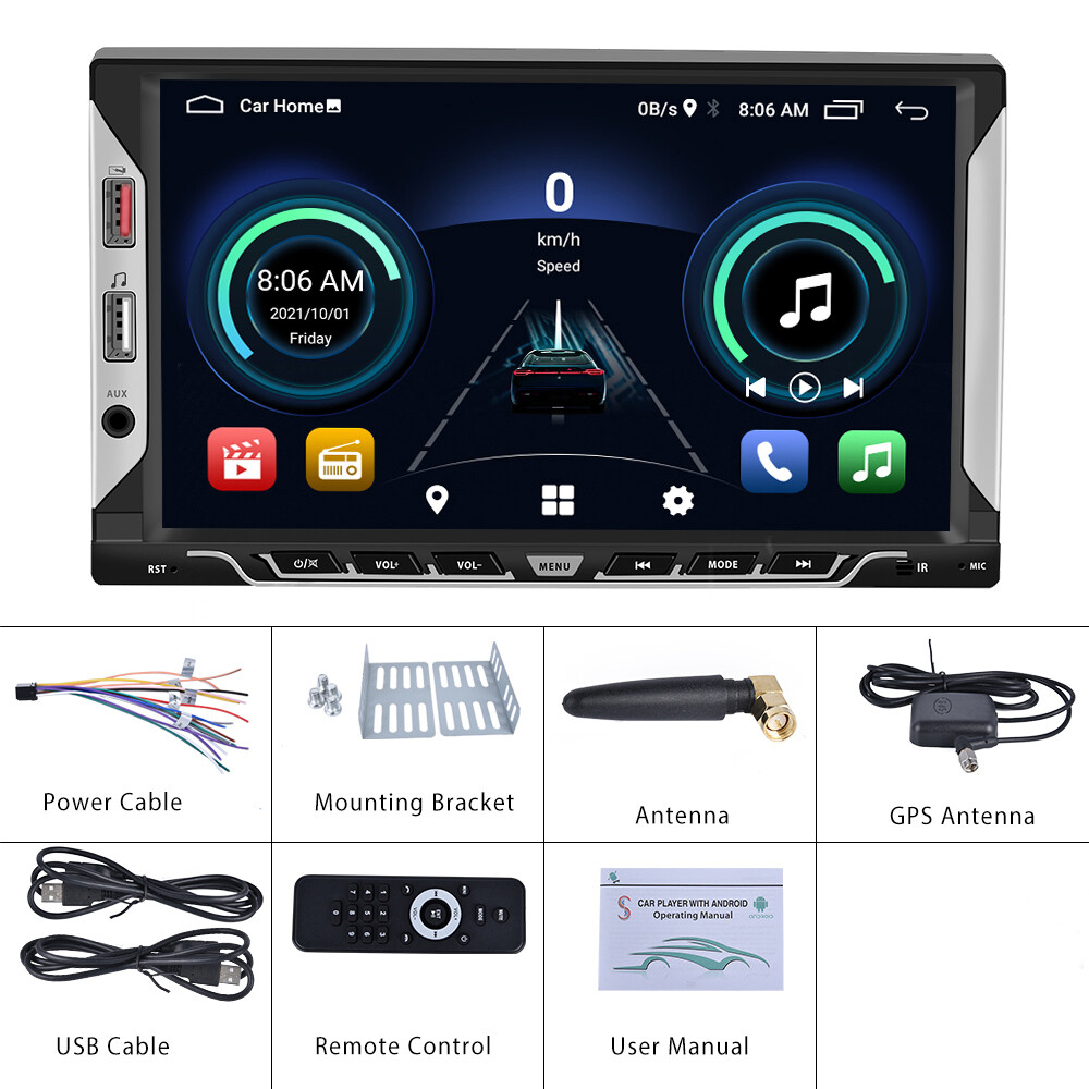 Double 2Din 1+32G 7" Android 13 GPS Car Stereo Radio  FM WIFI USB Car MP5 Player